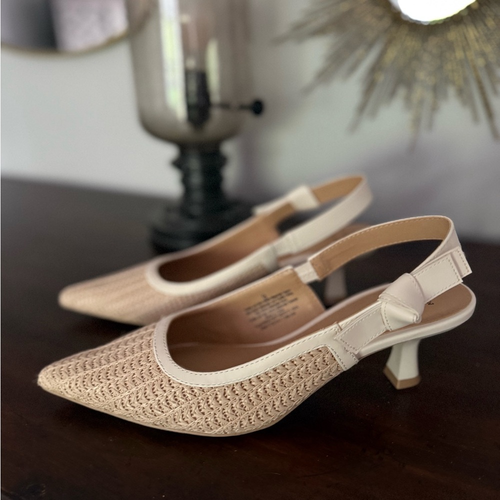 Milan heels- love them but didn’t fit my small ankles. Like new- in box.